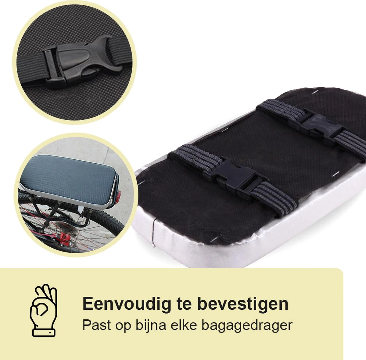 Lynnz® Bagagedrager Kussen - Fietskussen Achter - Bagagedragerkussen - Kussentje - Fiets Kussen - Afbeelding 3