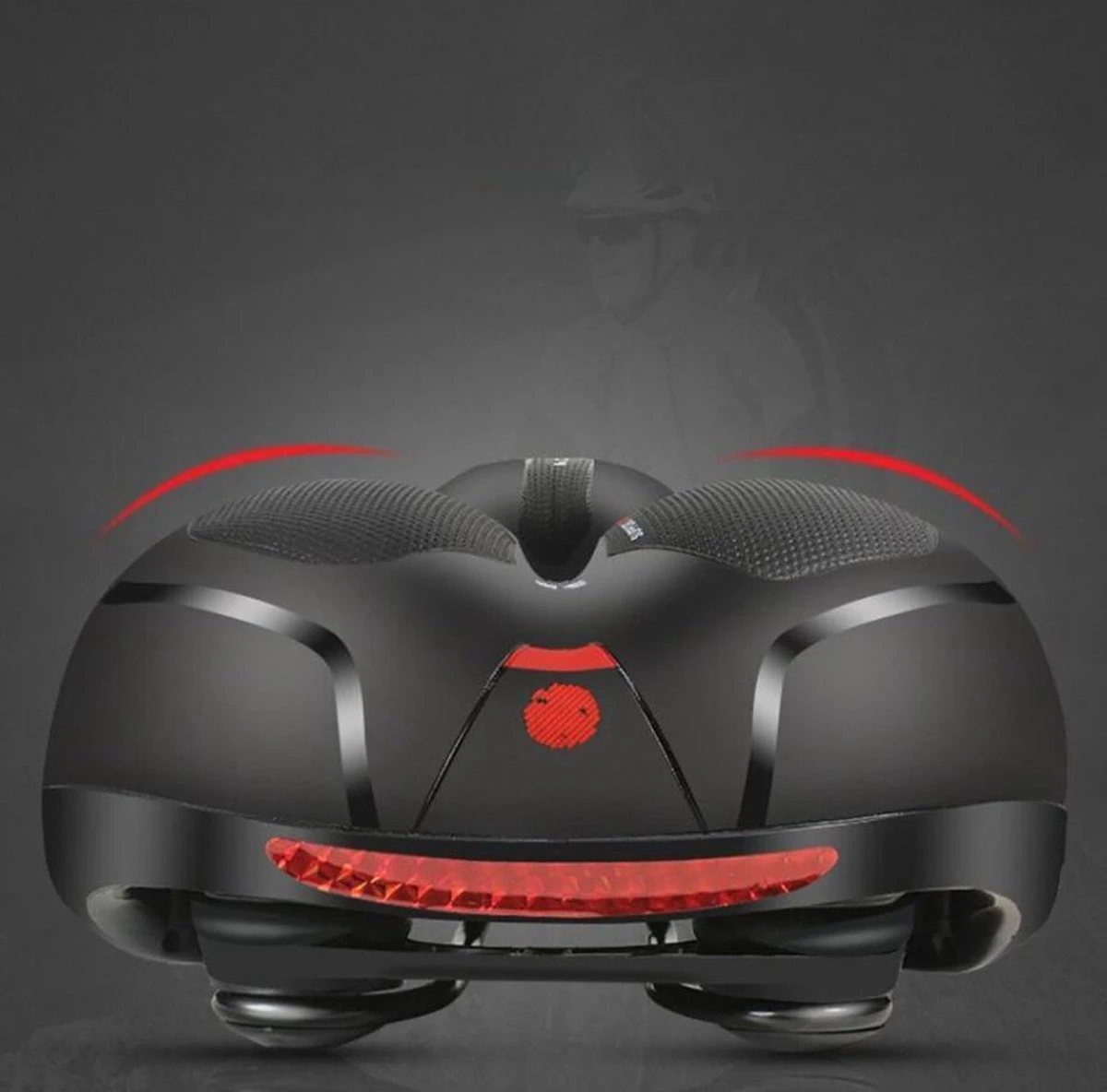 Voltano Fietszadel Met Gelpads - Zwart/Rood - Uitsparing - Zadelvering - Unisex - Incl. Gratis Zadelstrop - Afbeelding 15