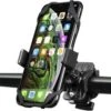 Merkloos Telefoonhouder Fiets Universeel - Stuur Telefoonhouder - 360 Draaibaar Telefoon Houder Fiets - Telefoonhouder Motor - Telefoonhouder Scooter -Zwart