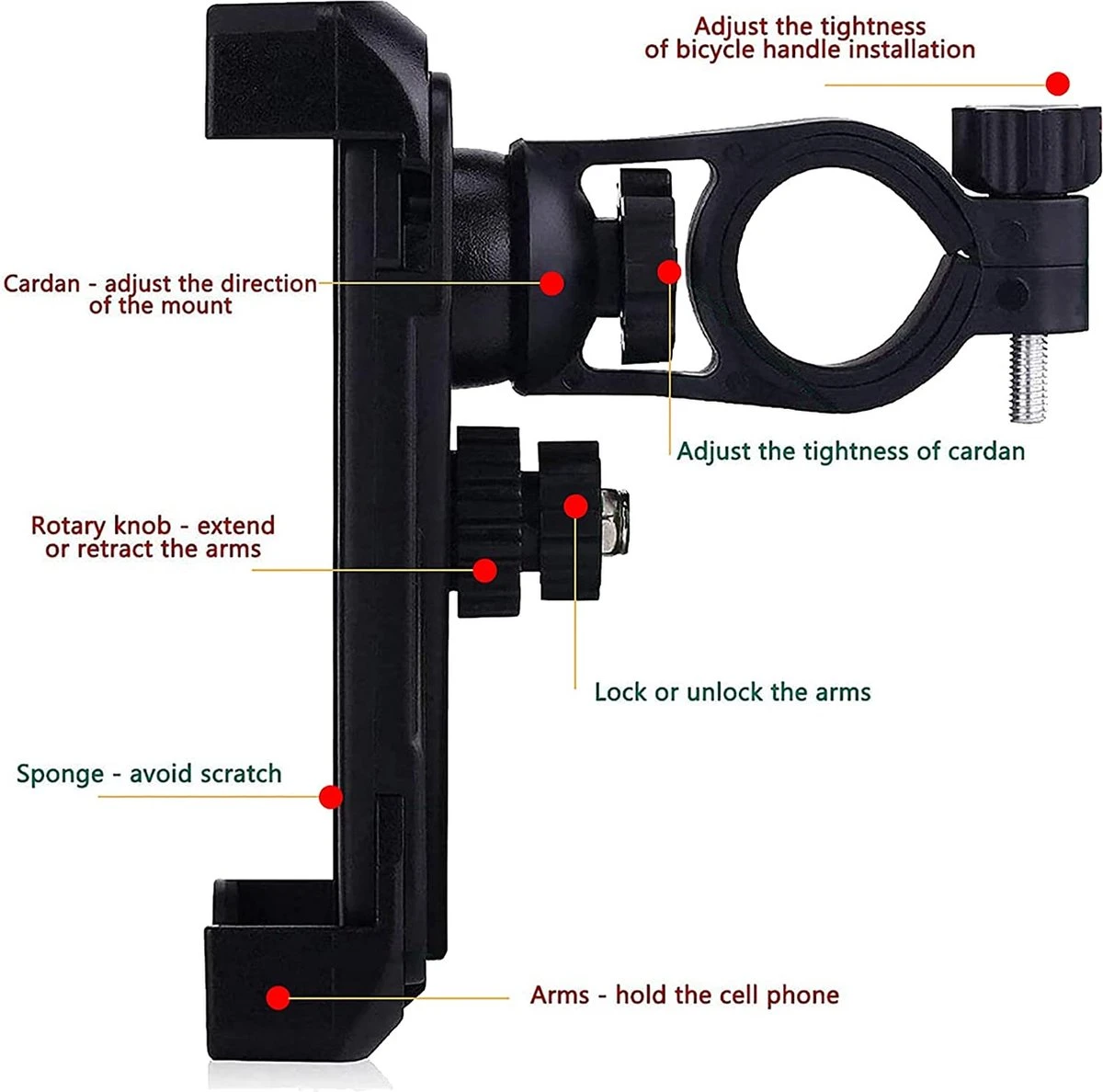 Universele Telefoonhouder Fiets Met 360 Graden Rotatie - Anti Shock & Vibratie Ontwerp - Ook Voor Scooter En Motor – GSM Mobiel Houder - Fietshouder - Afbeelding 10