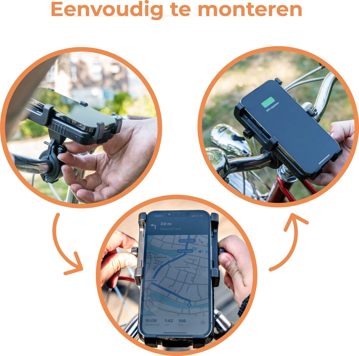 FONSAFE 3 In 1 Telefoonhouder Fiets Met Powerbank En LED Lamp - Universeel Schokbestendig - Fietslamp - Powerbank 5000 MAh – Zwart - Afbeelding 3