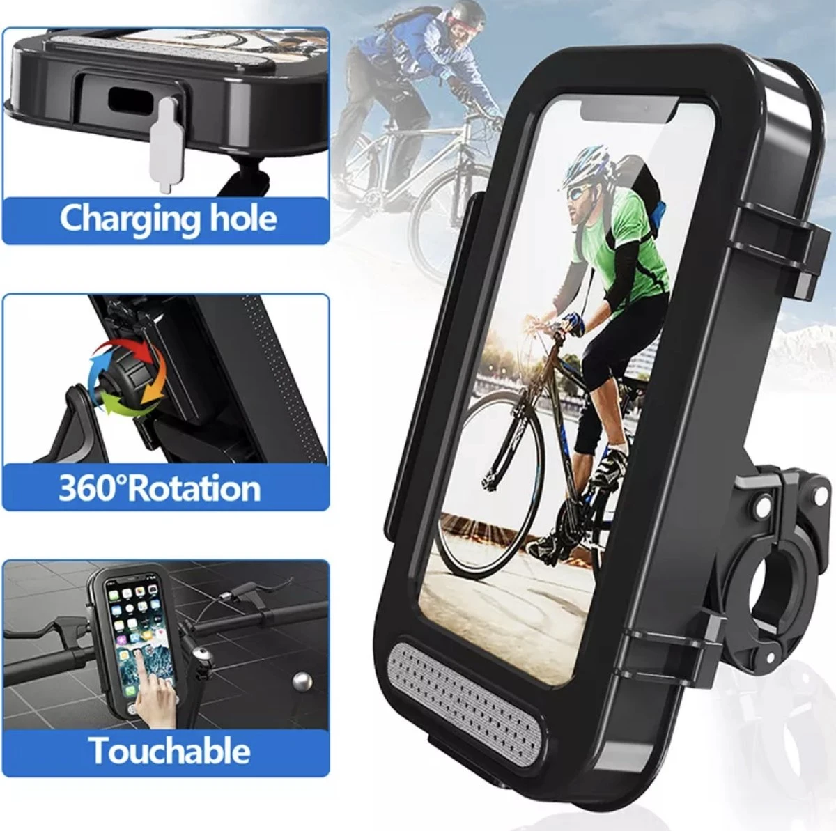 Merkloos Universele Telefoon Houder - Waterdicht Motorfiets Fiets Telefoon Houder Voor Stuur