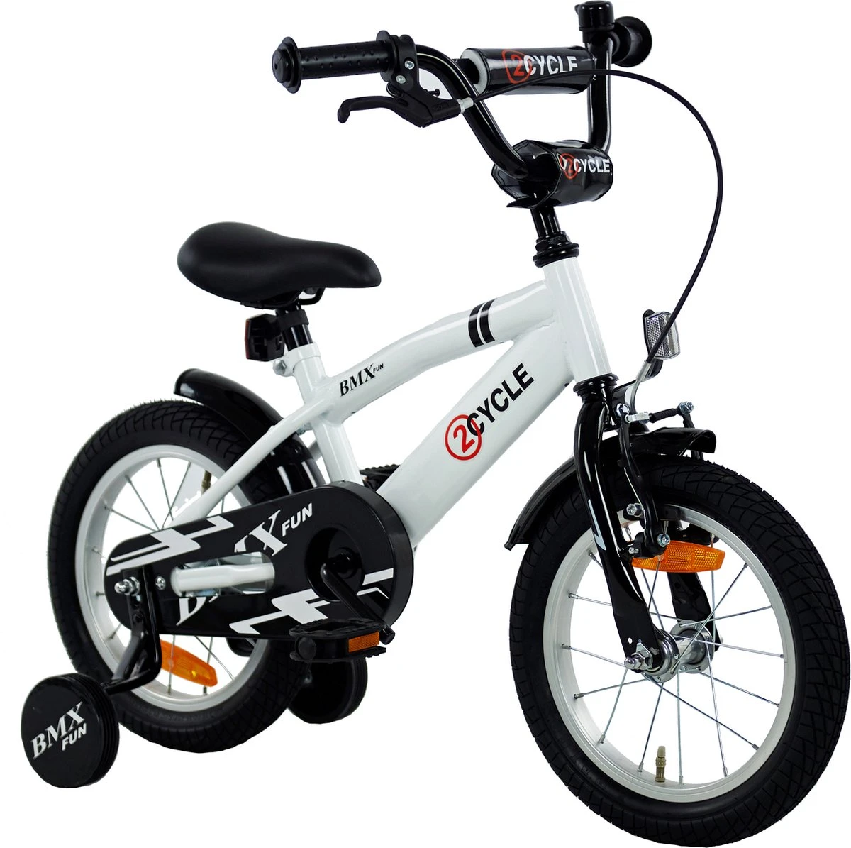 2Cycle BMX-Fun Kinderfiets - 14 Inch - Wit - Jongensfiets - Afbeelding 2
