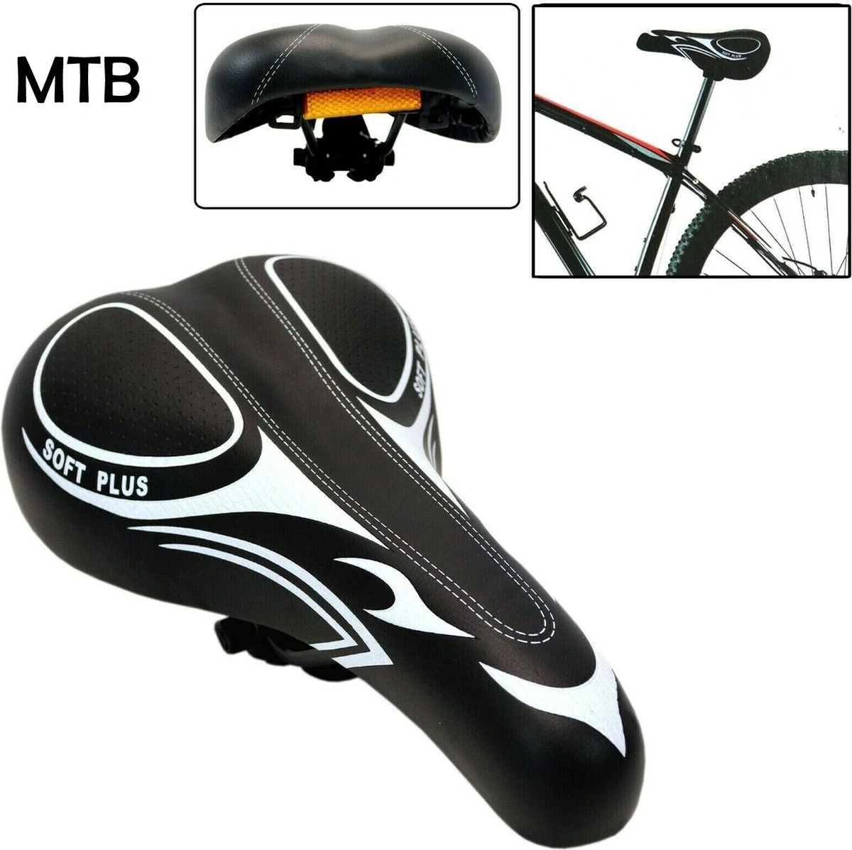 Merkloos Racefiets Zadel ATB/MTB - Fietszadel - Unisex Dames / Heren - Extra Comfortabel - Ventilered Met Stuituitsparing - Fiets Zadel - Fietszadel - Comfort Fietszadel - Met Gel Voor Extra Comfort -MTB Mountainbike Sport Gel Zadel - Sportfiets Fietszadel - Afbeelding 2