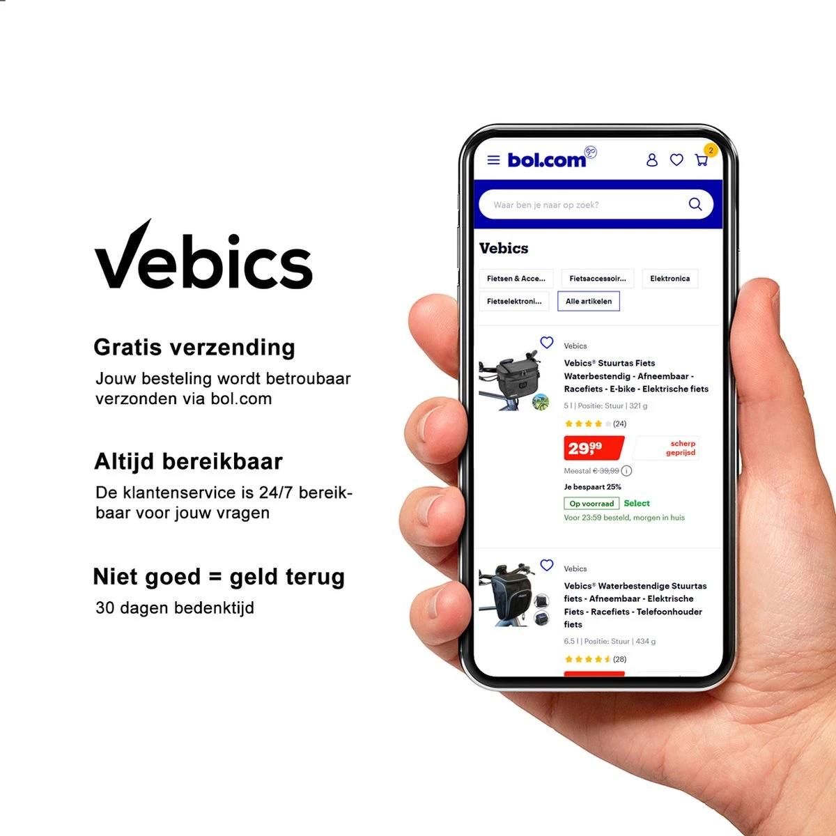 Vebics® Waterbestendige Stuurtas Fiets - Afneembaar - Elektrische Fiets - Racefiets - Telefoonhouder Fiets - Afbeelding 10