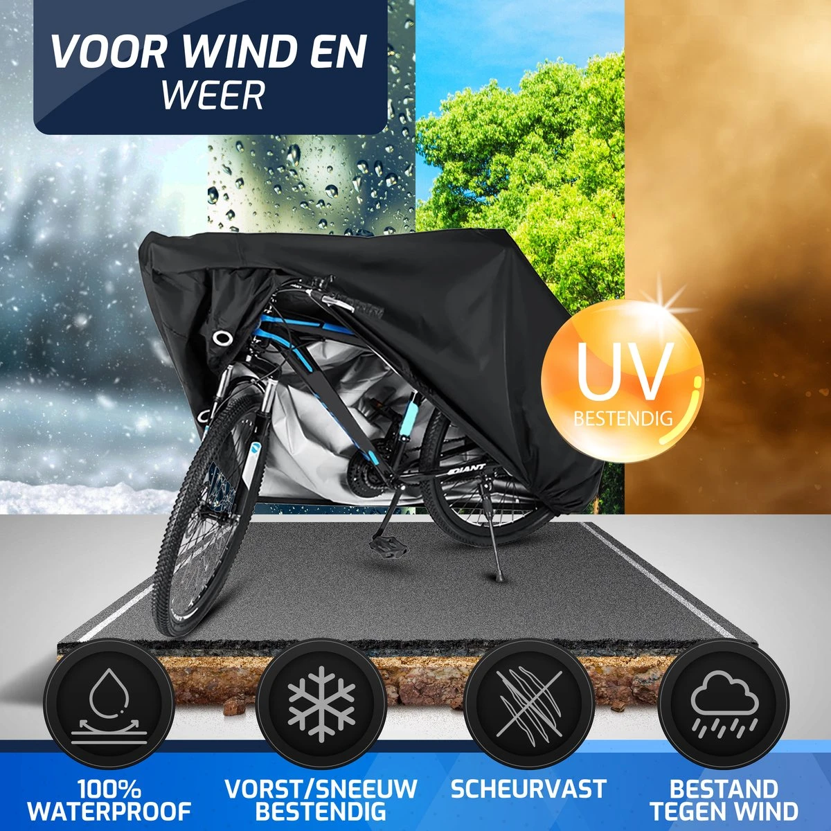 Easavida Fietshoes Voor 1/2 Fietsen – Fietsbeschermhoes – Waterdicht – 200 X 85 X 110 Cm – Inclusief Opbergtas - Afbeelding 2