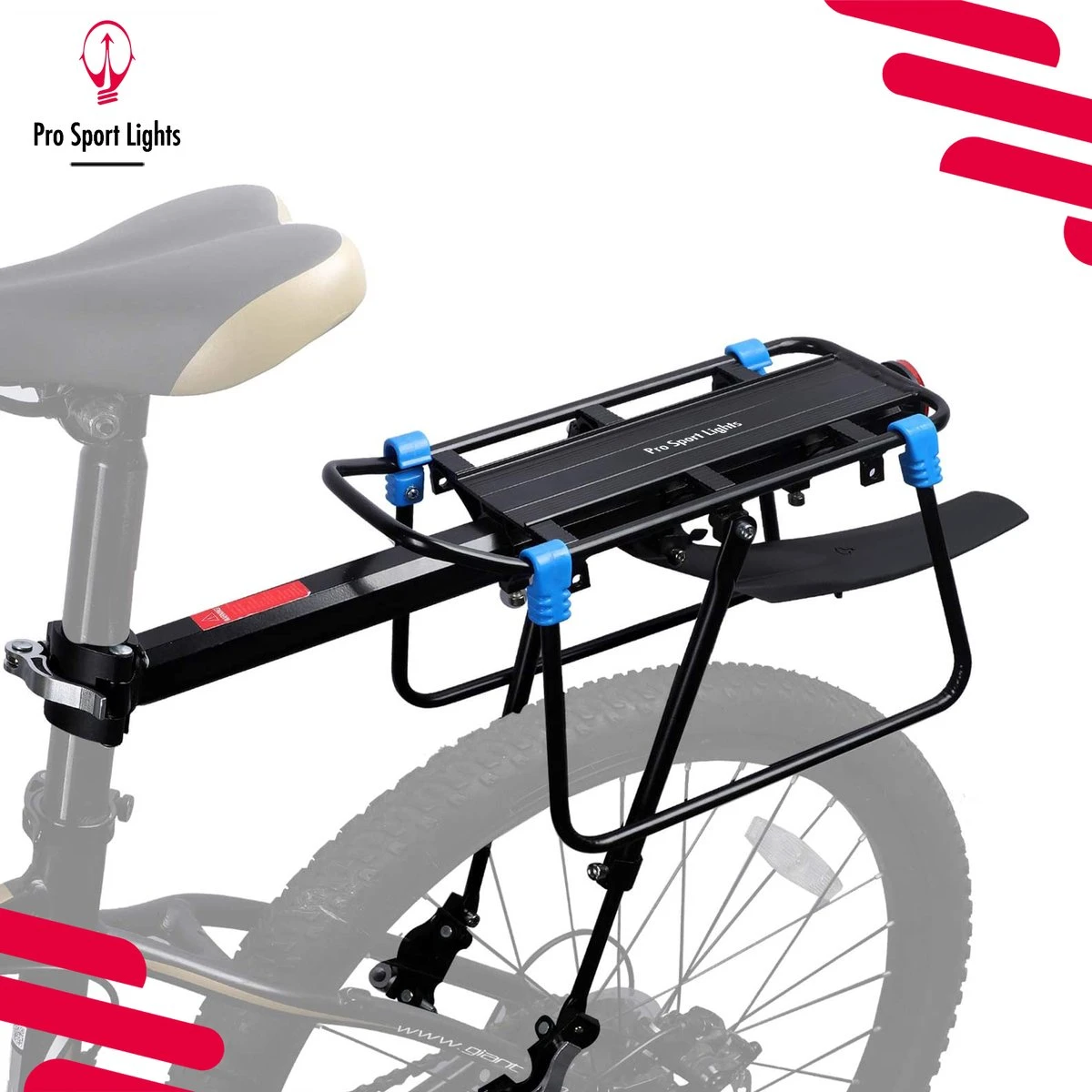 Mountainbike Bagagedrager En Spatbord - Fiets Rek Achter Met QR - Pro Sport Lights - MTB/ Racefiets Fietszadeldrager - Afbeelding 10