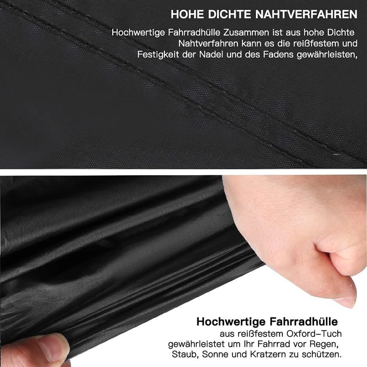 Fiets Beschermhoes - 210D + Zadelhoes + Opbergtas - Voor 2 - 3 Fietsen - Alle Weersinvloeden - 110 X 80 X 200 Cm (B*H*L) - Afbeelding 4