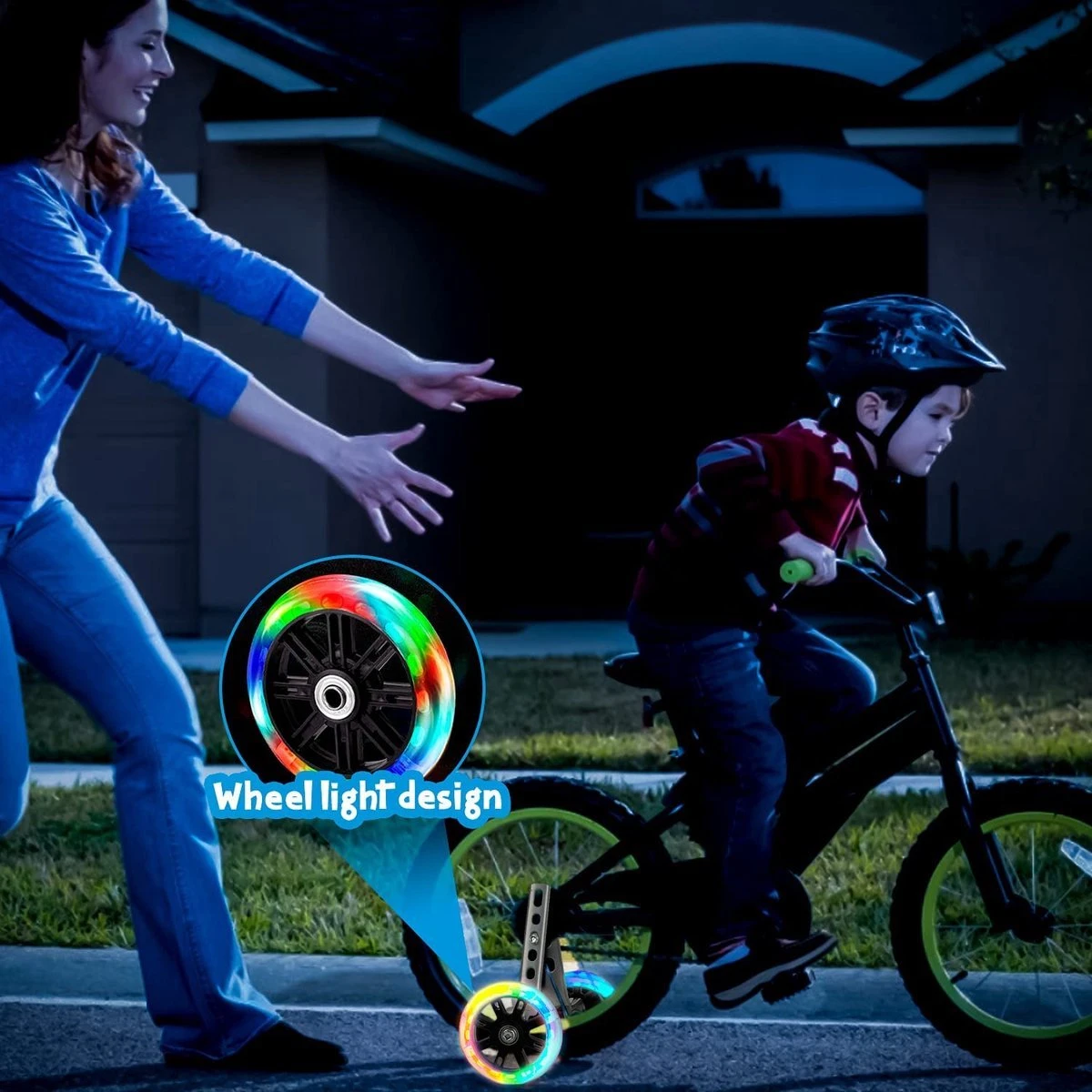Bolke® - Zijwieltjes - 12-20 Inch - Zijwieltjes Met LED Lichtjes - Zijwieltjes Voor Kinderfiets - Blauw - 12 Inch/14 Inch/16 Inch/18 Inch/20 Inch - Zijwielen - Kinderfietsaccessoires - Afbeelding 5