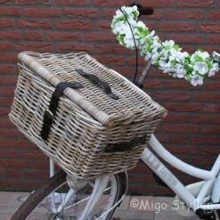 Fietsmand - Met Deksel - Bakkersmand - 42x33xH23 - Riet-Rotan