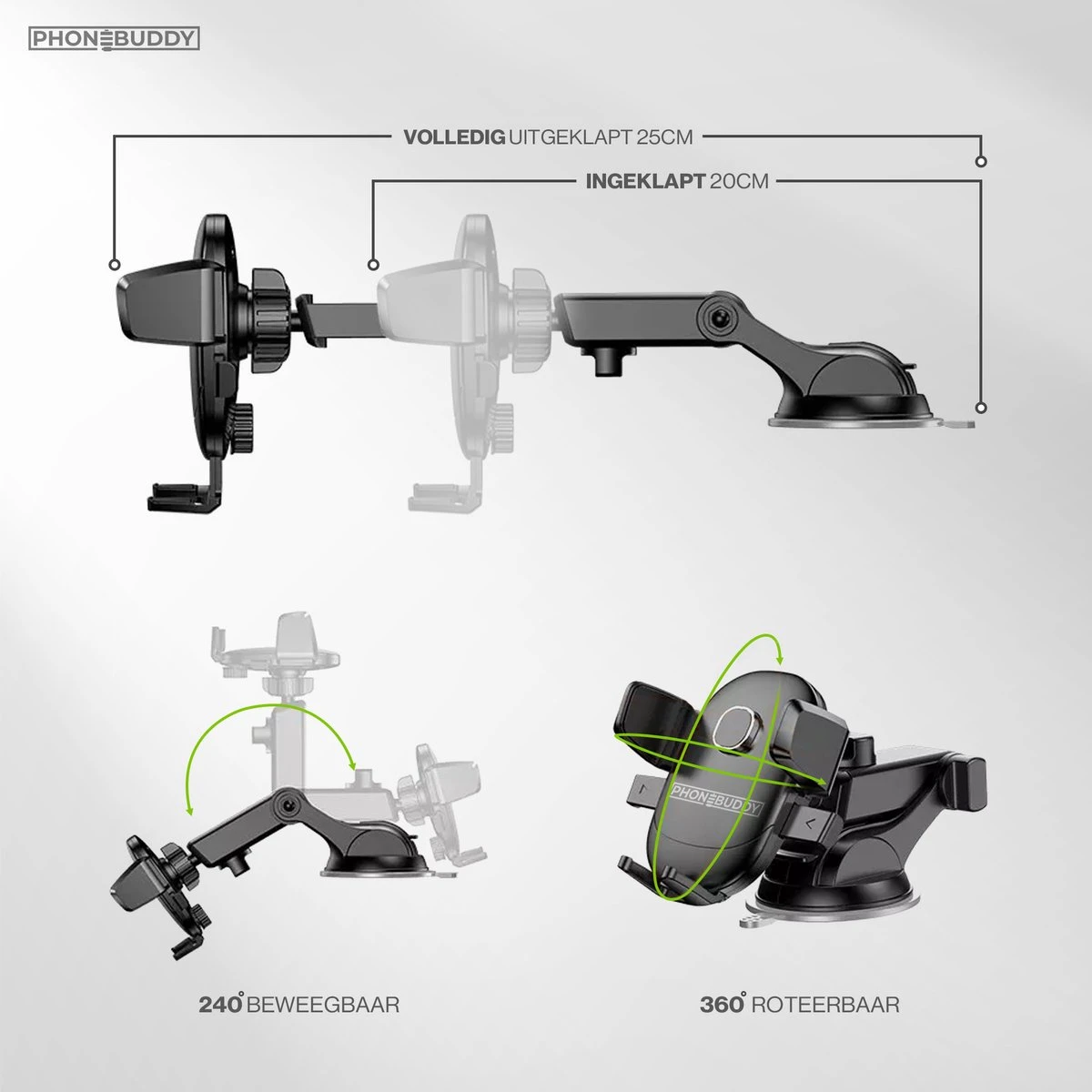 Phonebuddy - Telefoonhouder - Universeel - Autohouder Voor Voorruit En Dashboard - GSM Houder - Telefoonhouders Auto - Auto Accessoires - Afbeelding 4