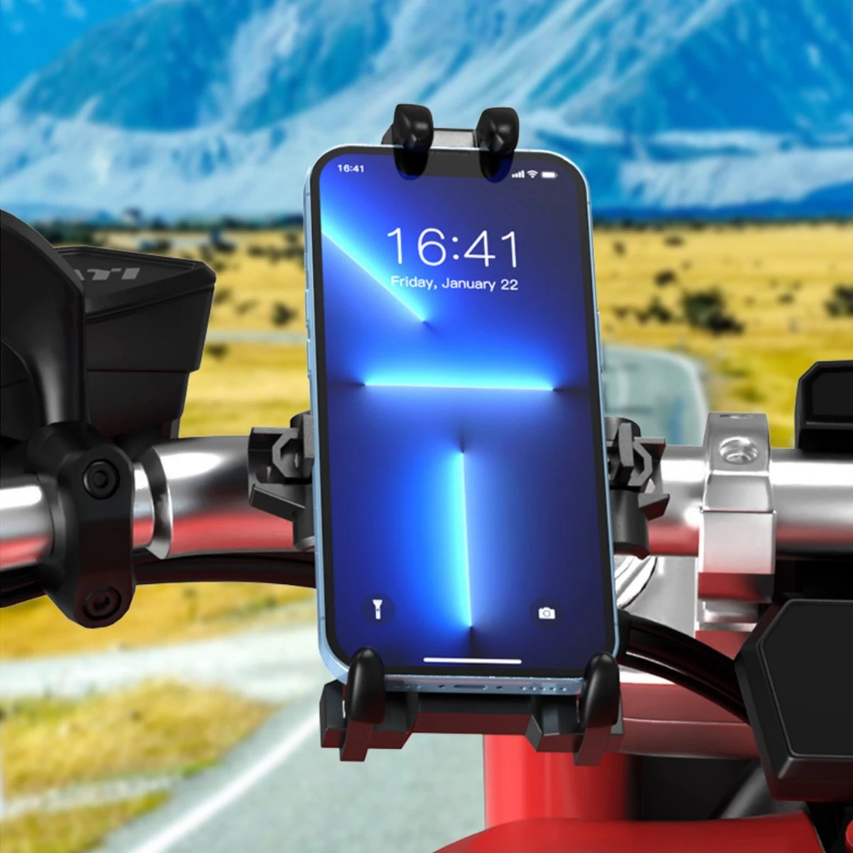 Merkloos Telefoonhouder Fiets - Smartphone Fietshouder - Tot 6,5 Inch - GSM Houder - Telefoonhouder Motor - Zwart - Afbeelding 3