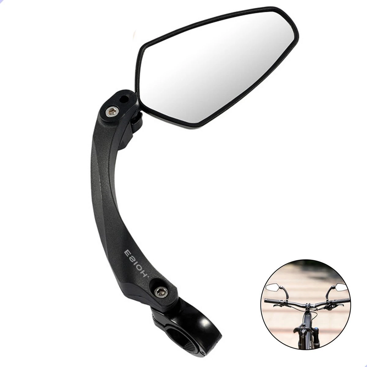 Esioh® Verstelbare Fietsspiegel Rechts Ebike Op Stuur - Achteruitkijkspiegel Fiets – Zijspiegel Fiets 360 ° Draaibaar - Zwart - Afbeelding 2