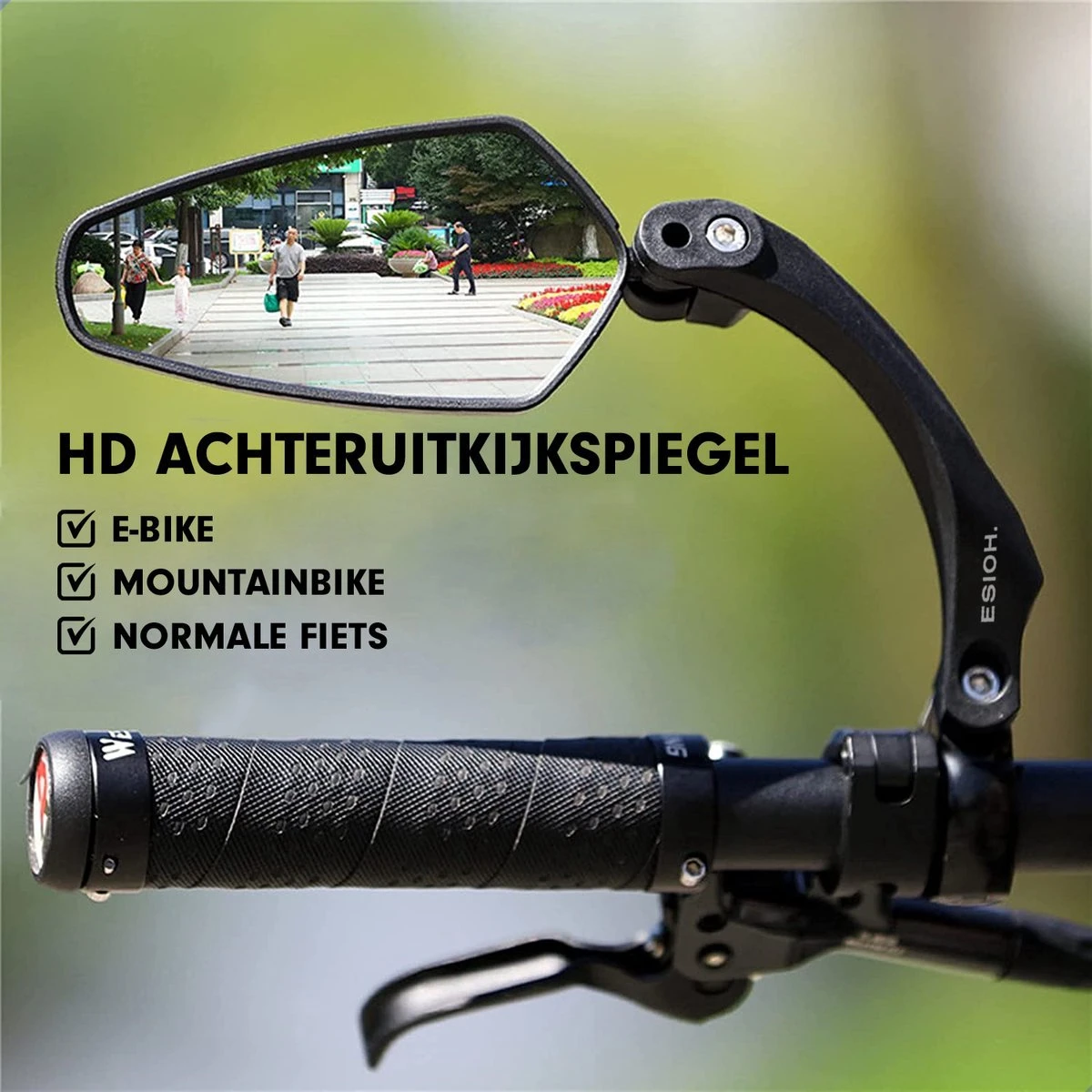 Esioh® Verstelbare Fietsspiegel Rechts Ebike Op Stuur - Achteruitkijkspiegel Fiets – Zijspiegel Fiets 360 ° Draaibaar - Zwart - Afbeelding 3