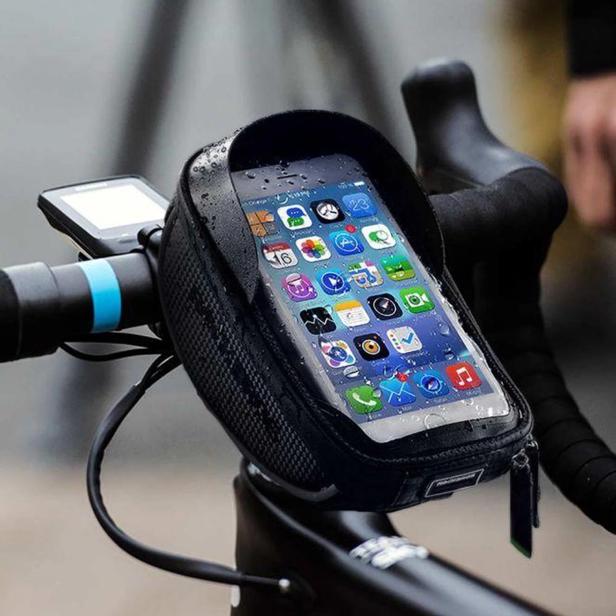 Telefoonhouder Fiets - Smartphonehouder Fiets - GSM Houder Fiets - Opbergvakje Voor Fiets - Spatwaterdicht - Eenvoudig Te Bevestigen - Geschikt Voor Elke Telefoon
