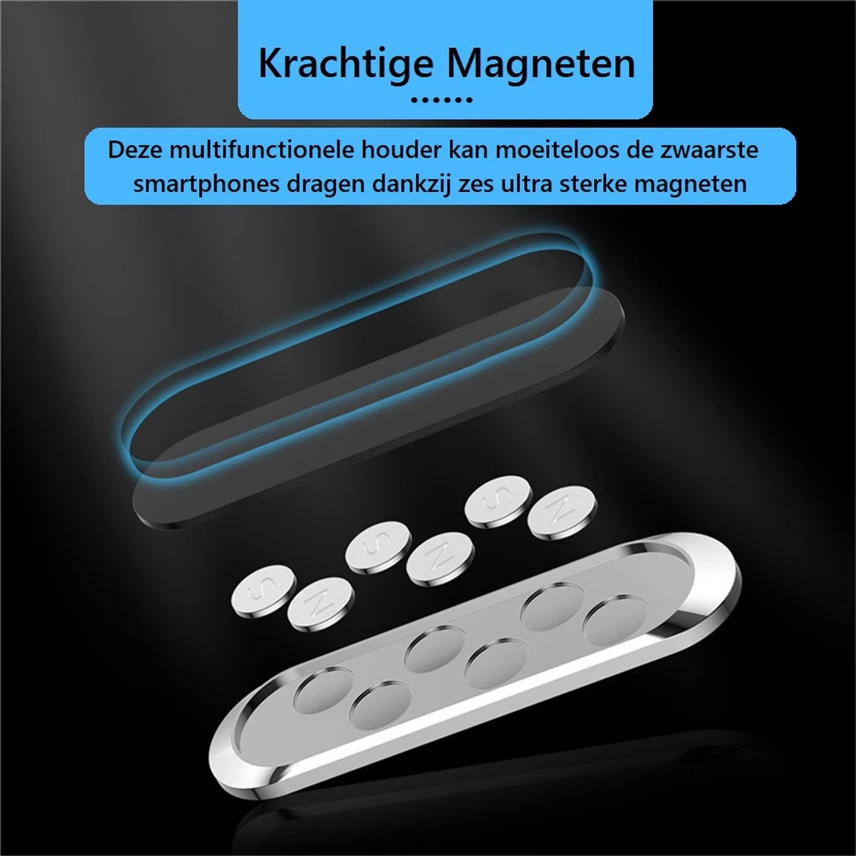 Multifunctionele Magneet Houder | Universele Telefoonhouder | Telefoonhouder Auto - Geschikt Voor IPhone, Samsung, Huawei, Xiaomi - Afbeelding 8