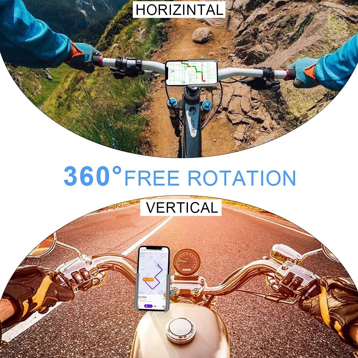Merkloos Mobiele Telefoon Houder Fiets Aluminium Motorfiets Mobiele Telefoon Houder Met 360° Draaibare Anti-Shake Motorfiets Smartphone Houder Scooter Universeel Voor 4.0-6.8 Inch Smartphone GPS Andere Apparaten - Afbeelding 4
