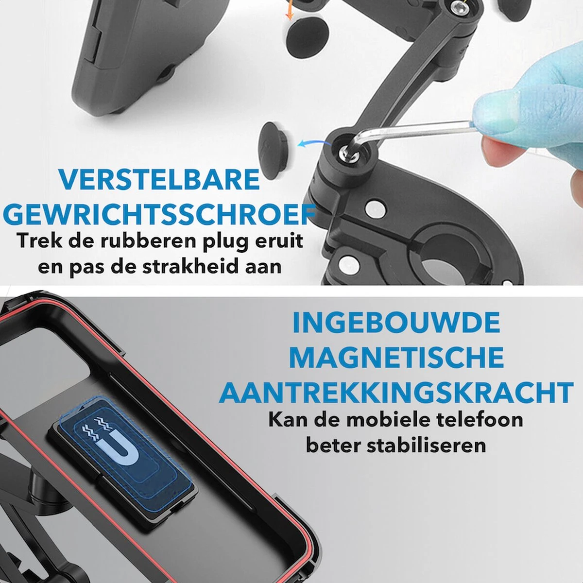 MW® Telefoonhouder Fiets - Telefoonhouder Scooter & Motor Waterdicht - GSM Houder Fiets - 4 Tot 6'' - Afbeelding 6