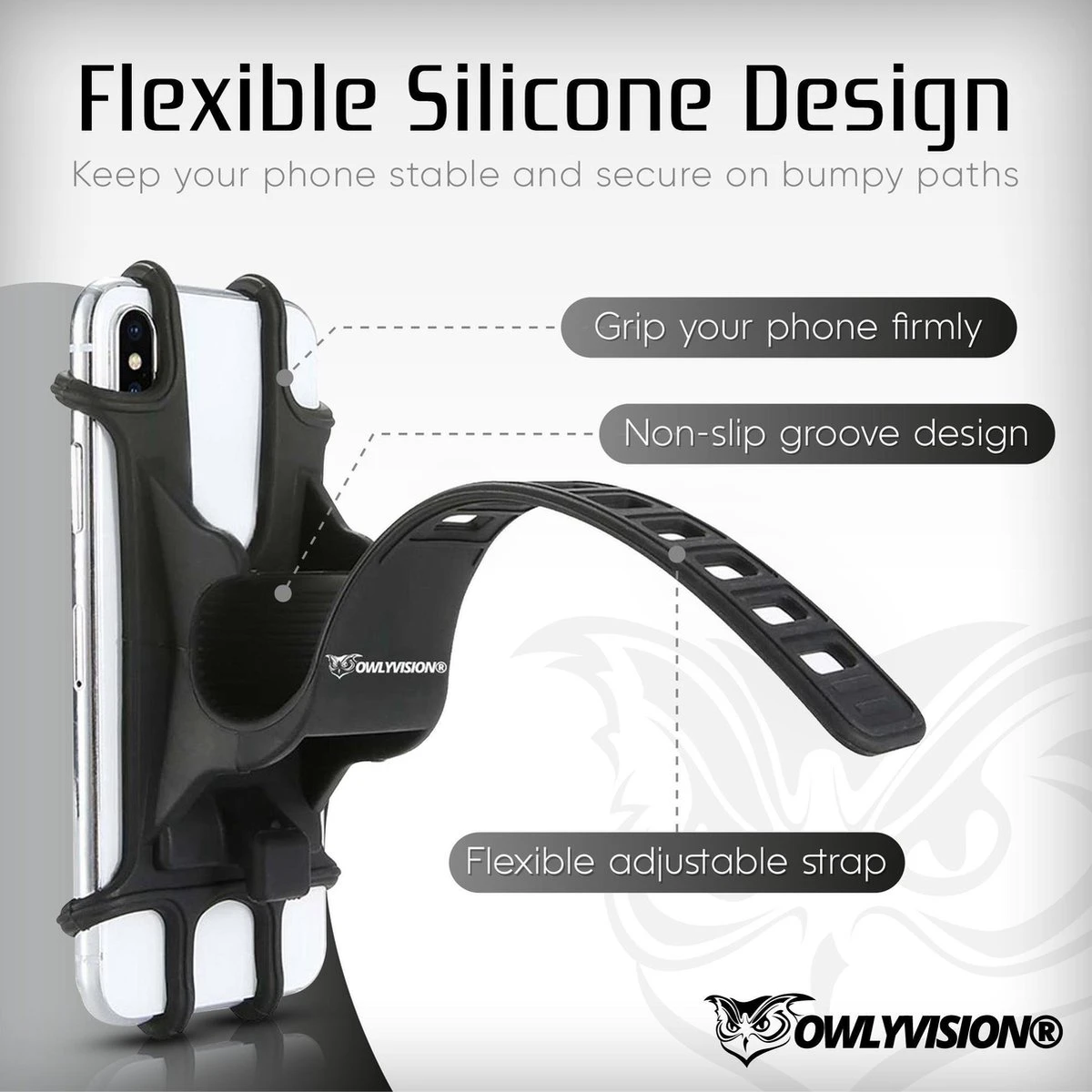 OWLYVISION Mobiel Telefoonhouder Voor Op De Fiets - Universele Antislip GSM Fietshouder - Afbeelding 5