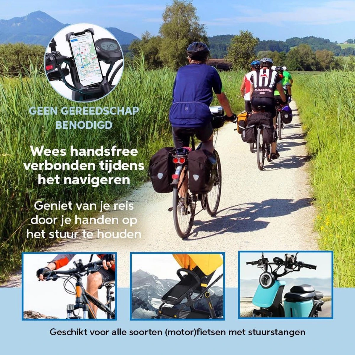 Vivefly Electronics Trustclamp Telefoonhouder Fiets - 360 Graden Rotatie - Geschikt Voor Scooters, Motors, Fietsen En Kinderwagens - Handsfree - GSM Houder - Veilige Grip - Universeel - Afbeelding 2