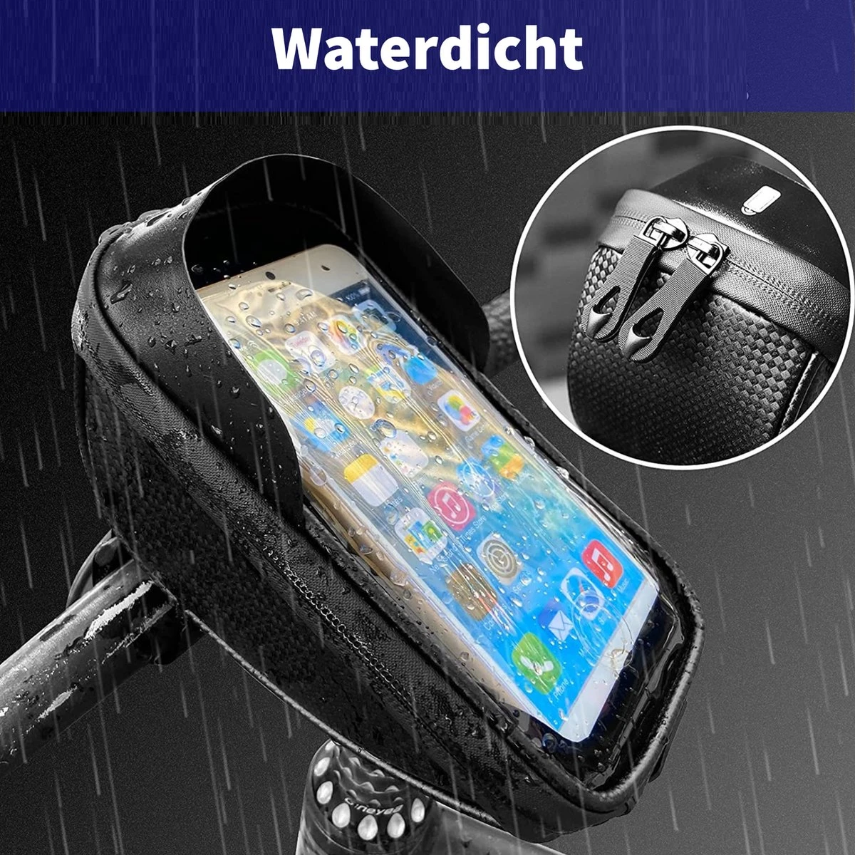 Fiets Telefoonhouder - Gsm Houder Fiets - Accessoires - Waterdicht - Universeel- Phone Holder Bike - Zilver/Zwart - Afbeelding 3