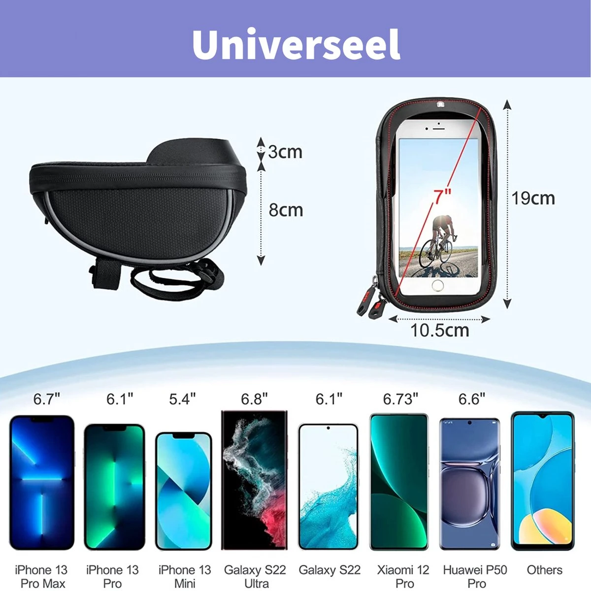 Fiets Telefoonhouder - Gsm Houder Fiets - Accessoires - Waterdicht - Universeel- Phone Holder Bike - Zilver/Zwart - Afbeelding 10