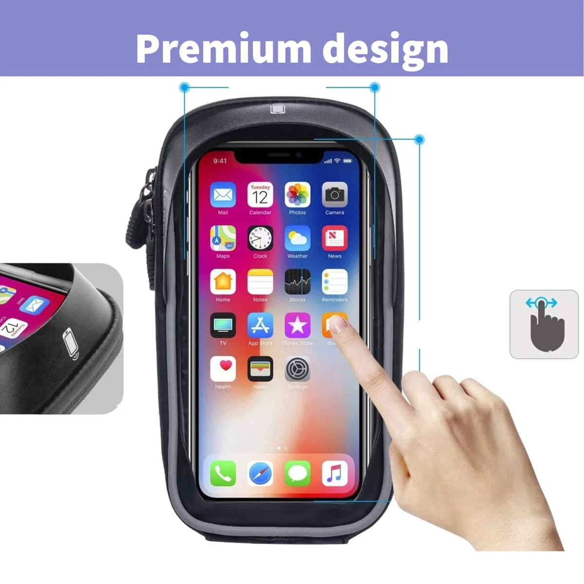 Fiets Telefoonhouder - Gsm Houder Fiets - Accessoires - Waterdicht - Universeel- Phone Holder Bike - Zilver/Zwart - Afbeelding 12