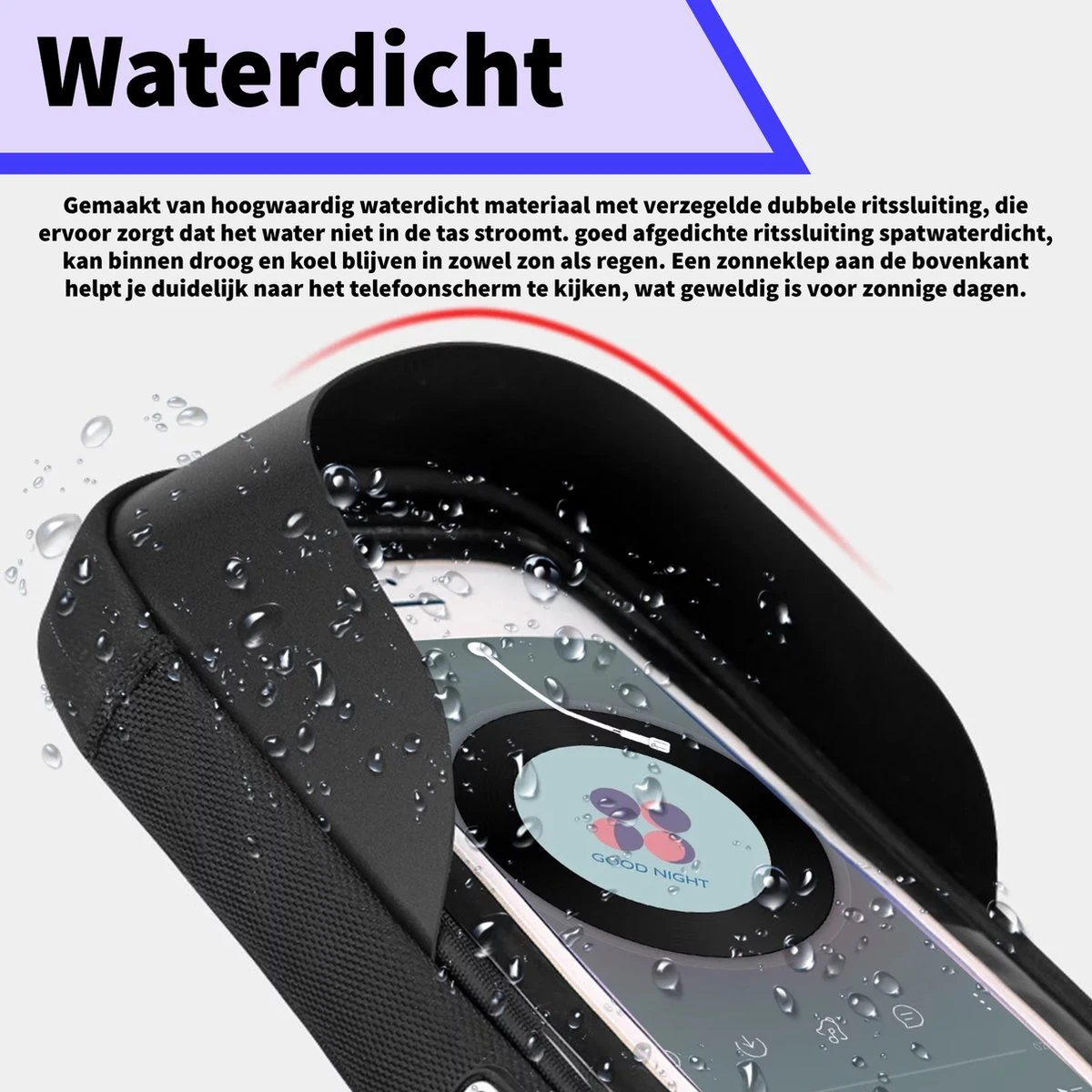 Universele Telefoonhouder PHR-BH1 Voor Motor, Fiets En Scooter - Waterdicht - Opbergvak - Fietstas - GSM Houder Voor Apple, Samsung, Huawei, Xiaomi T/m 7 Inch - Afbeelding 8