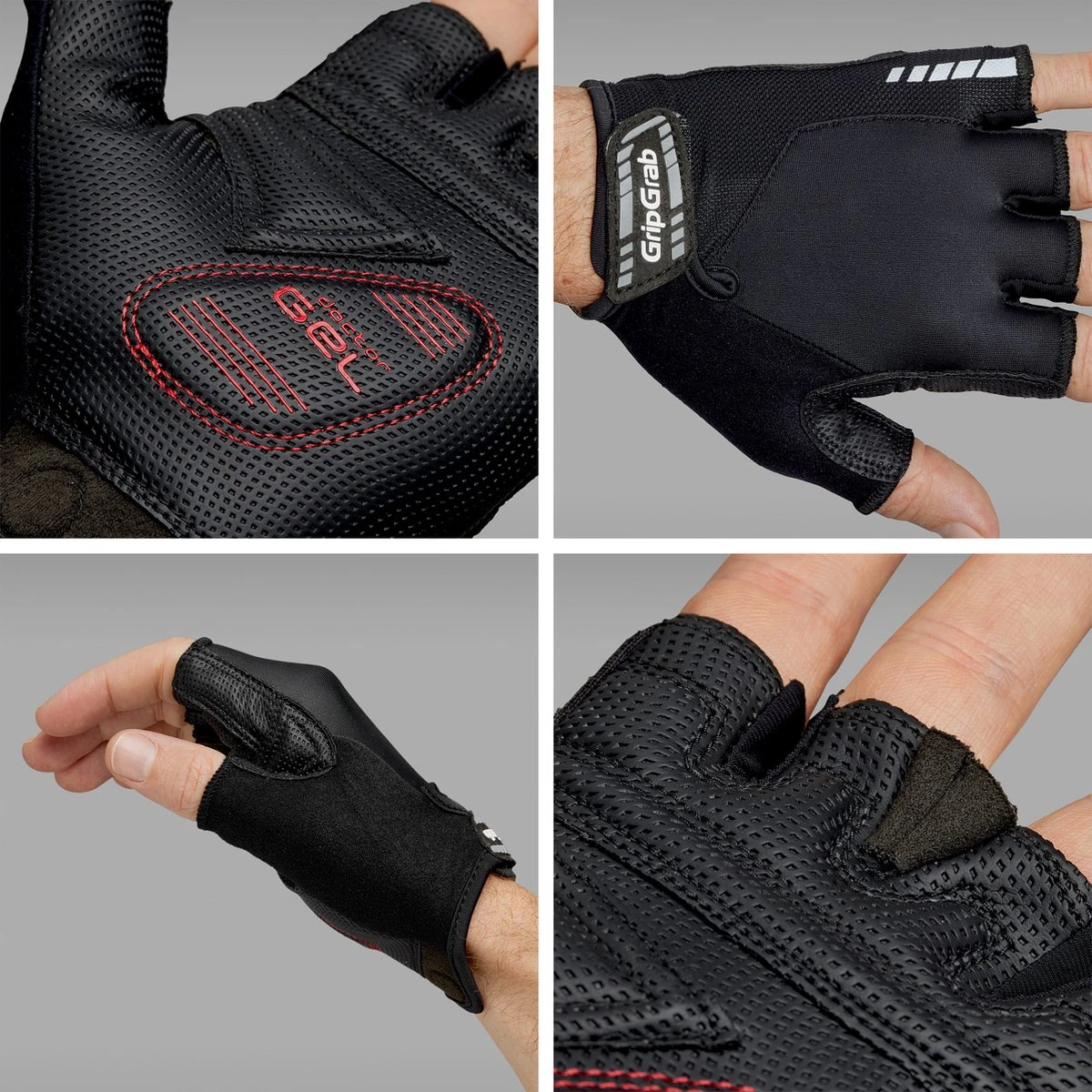 GripGrab - ProGel Padded Korte Vinger Zomer Fietshandschoenen - Zwart - Unisex - Maat XL - Afbeelding 2
