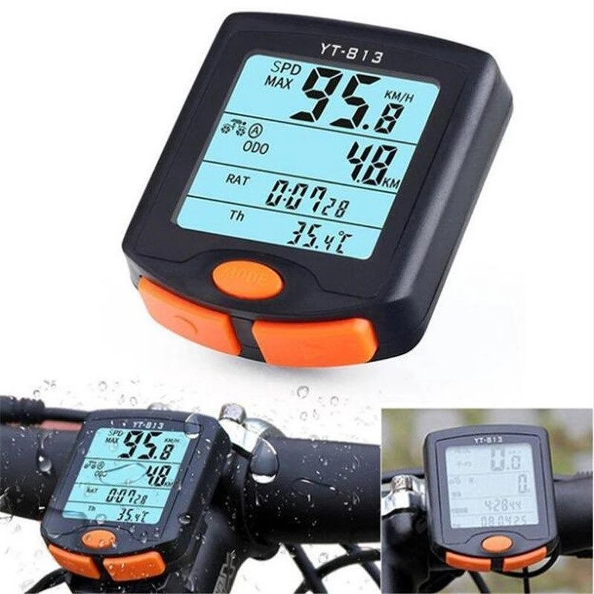 DrPhone FCS2 Fietscomputer - Draadloze Fiets Snelheidsmeter - Kilometerteller - Spatwaterdicht - 4-Lijn Display Met Achtergrondverlichting - Zwart - Afbeelding 5