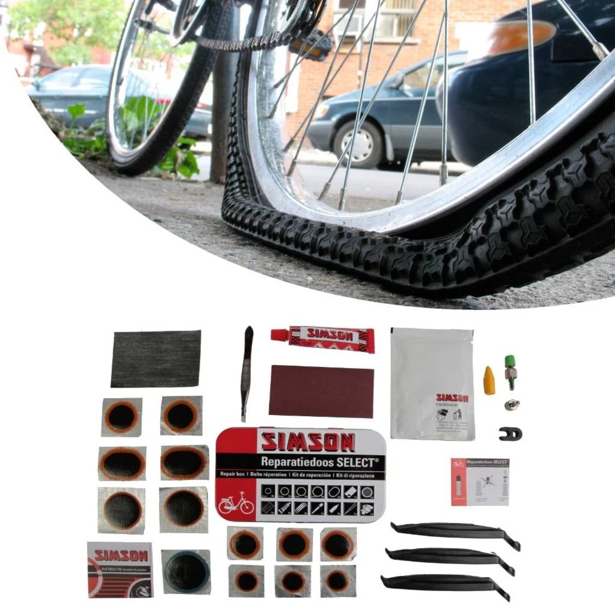 Simson Bandenreparatieset / Bandenplakset Compleet - Type Select T.b.v. Fiets - 23 Delig - Afbeelding 4