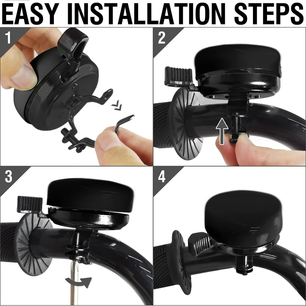 Fietsbel Zwart 5.5 Cm Stalen Fietsbel - Universele Fietsbel Zwart Hoorbare Klank. - Afbeelding 2