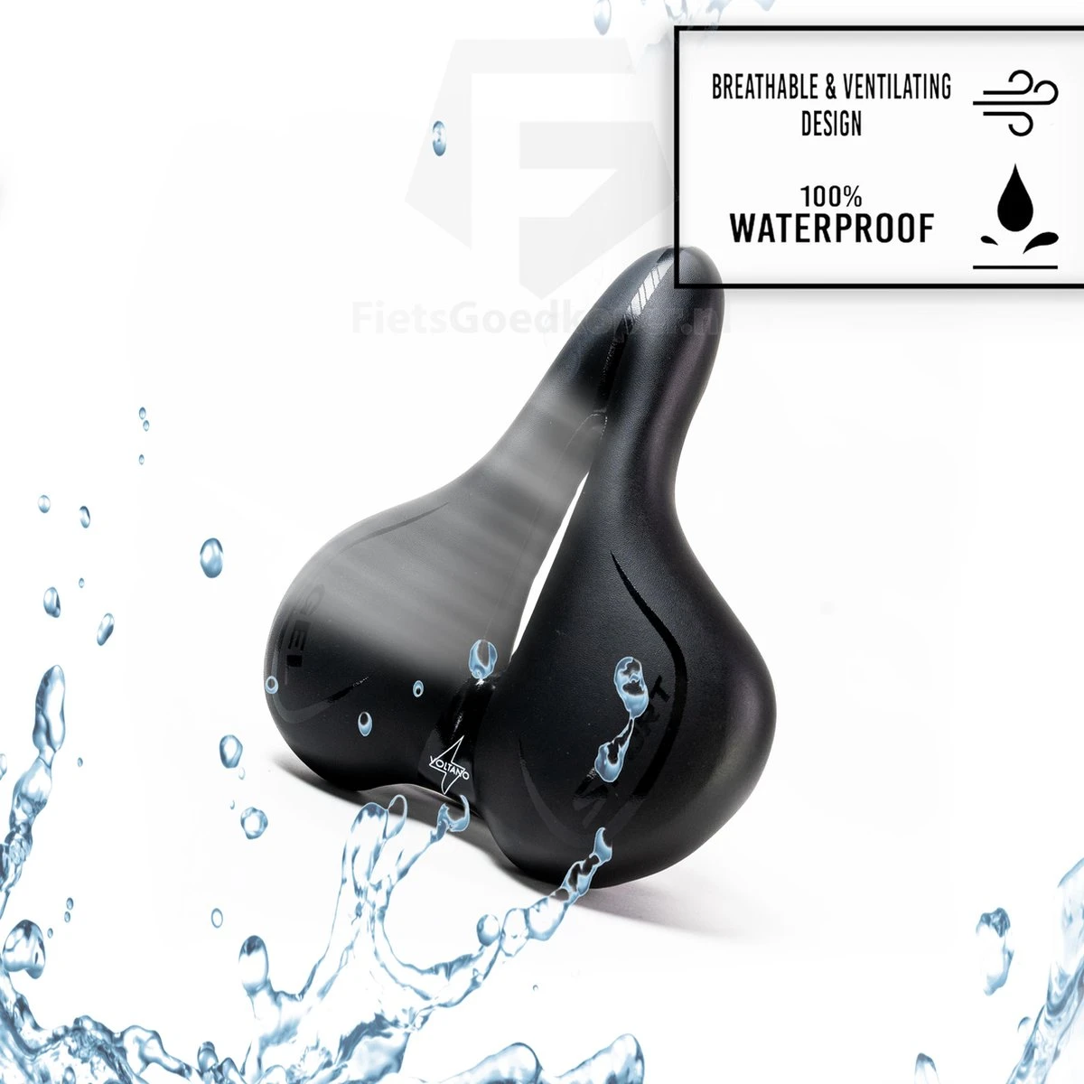 Voltano City / Tour Fietszadel - Comfortabel Gel Zadel - Met Uitsparing - Unisex - Zwart - Elastomeren Vering Voor Extra Comfort - Afbeelding 5