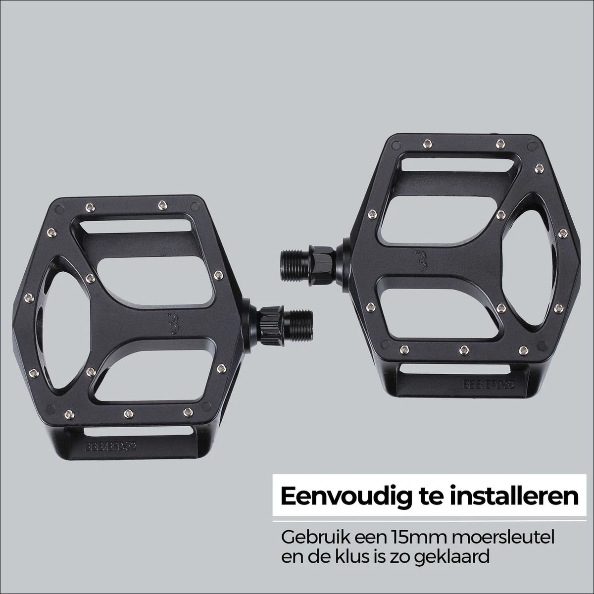 BBB Cycling MountainHigh Set Fietspedalen MTB - Platformpedalen - Antislip Mountainbike Pedalen - Mat Zwart - BPD-32 - Afbeelding 4