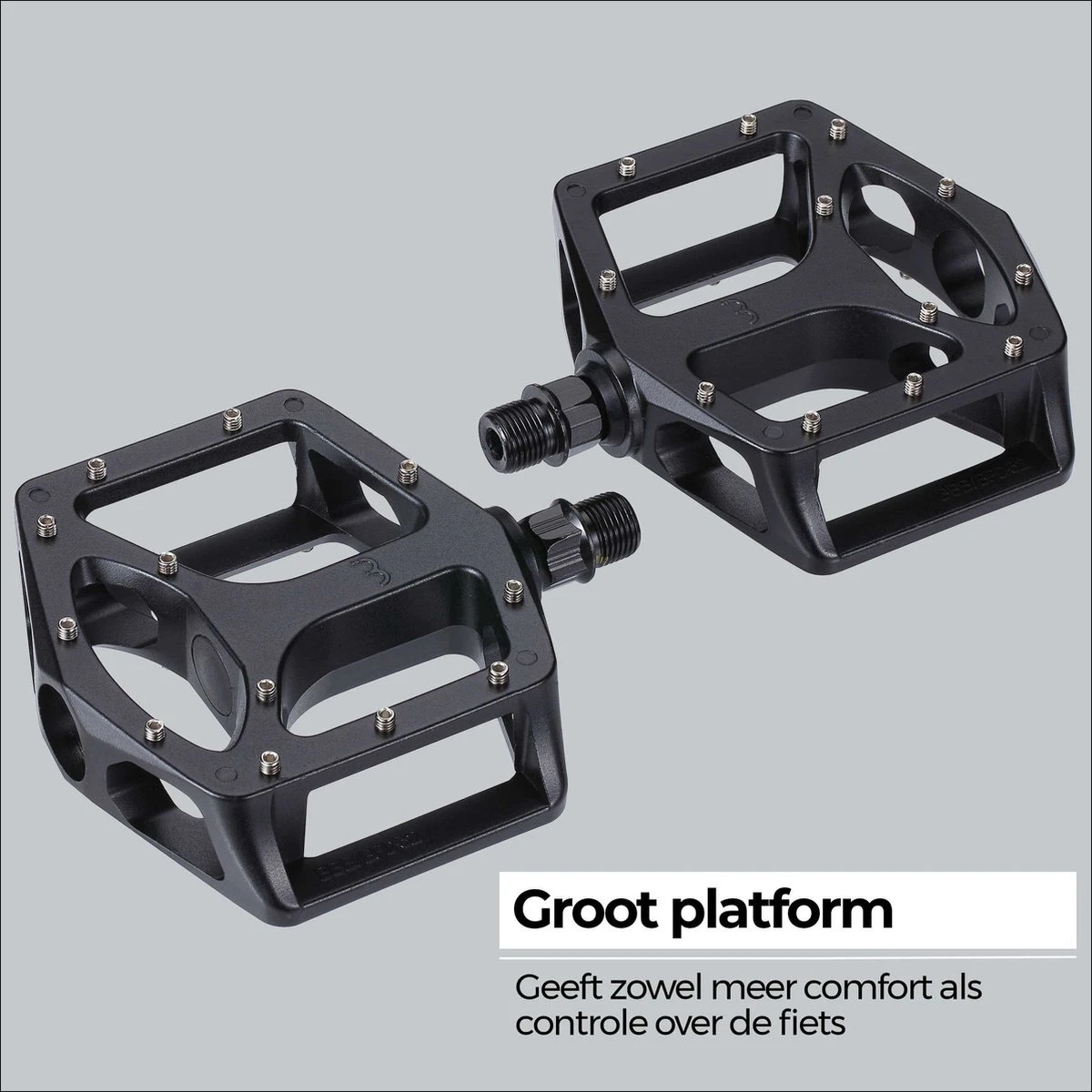 BBB Cycling MountainHigh Set Fietspedalen MTB - Platformpedalen - Antislip Mountainbike Pedalen - Mat Zwart - BPD-32 - Afbeelding 6