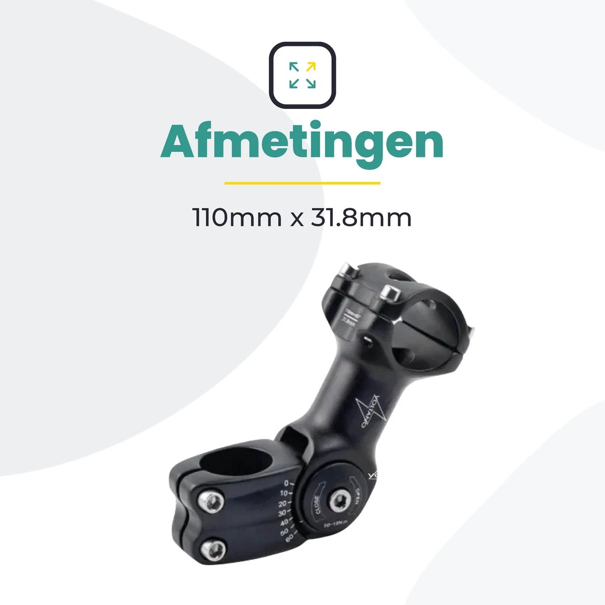 Voltano A-Head Verstelbare Stuurpen Voorbouw – 1-1/8” 28,6 / 110 Mm / 31,8 Mm – Zwart - º60 Graden Verstelbaar - Stuur Verhoger - Stuur Verlenger - Afbeelding 3