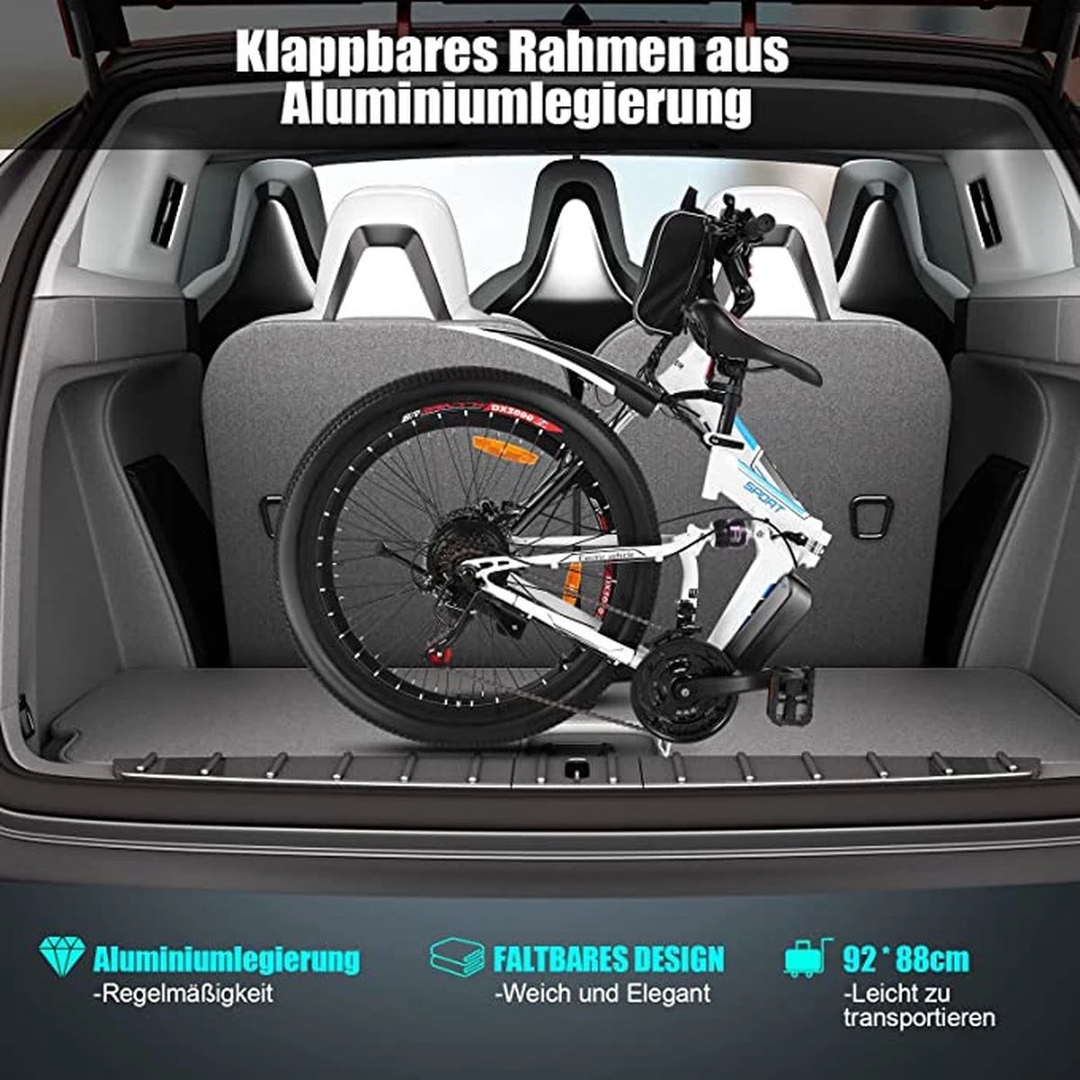 Myatu E-Bike 26-inch E-bike Voor Vrouwen En Mannen, Mountainbike Elektrische Fiets Met 36V 10.4AH Accu En Shimano 21 Versnellingen, 21 Versnellingen, Derailleur, 250 W - Afbeelding 9