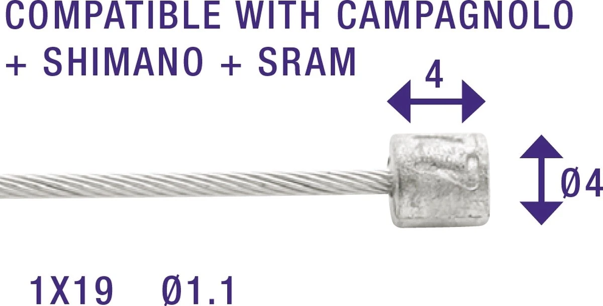 Schakel Binnenkabel Elvedes Voor Shimano 2250mm RVS ø1,1mm Shimano N-nippel (op Kaart) - Afbeelding 12