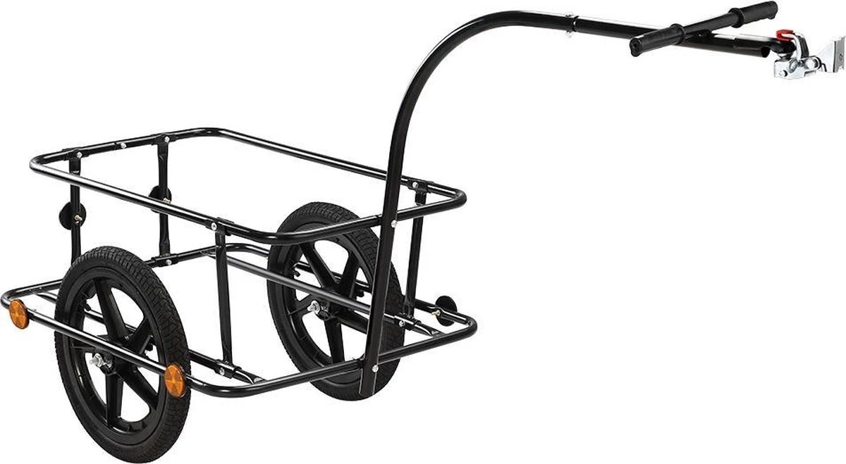 Monzana Fietskar Aanhanger - Met 90L Kunststof Kuip Koppeling – Zwart - Afbeelding 2