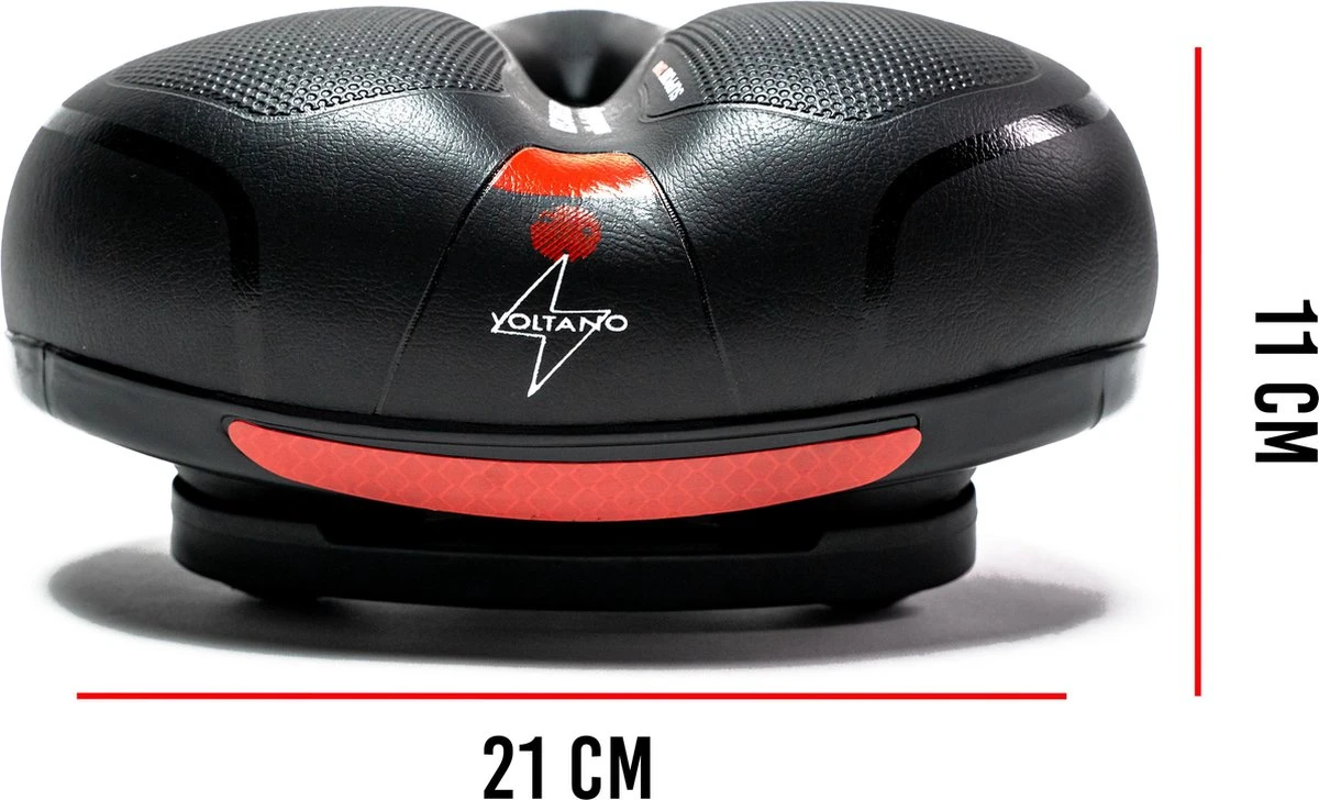 Voltano Fietszadel Met Gelpads - Zwart/Rood - Uitsparing - Zadelvering - Unisex - Incl. Gratis Zadelstrop - Afbeelding 3