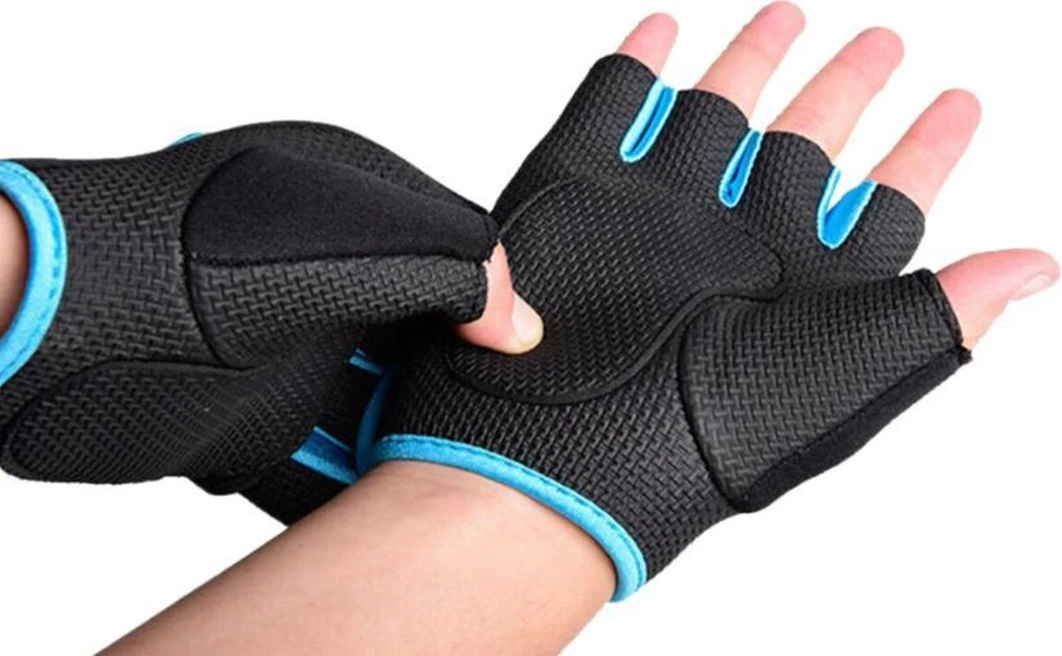 Fitnesshandschoenen - Sporthandschoenen - Zwart/Blauw - Maat M - Afbeelding 2