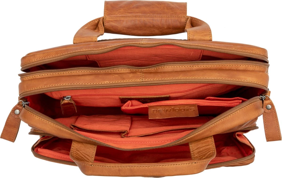 New Looxs Cali Laptoptas Fietstas - Leer - 15 Inch Laptopvak - 17 Liter - Cognac - Afbeelding 5