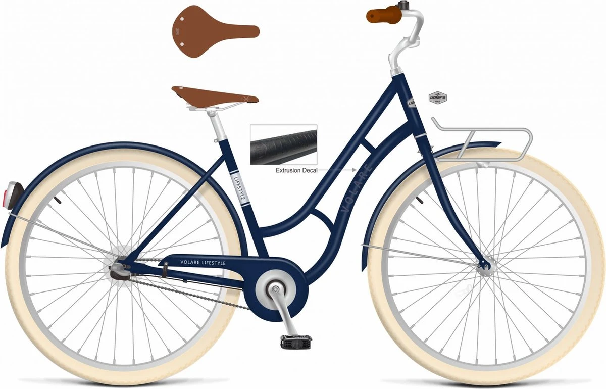 Volare Lifestyle Meisjesfiets - Tiener - 48 Cm - Lage Zadelstand - Blauw - 3 Versnellingen - Afbeelding 12