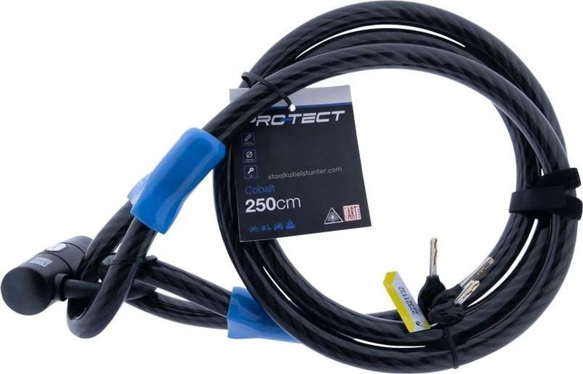 Pro-tect Cobalt Kabelslot 2,5 Meter Lang | ø20mm X 250cm | ART1 En VBV Keuring | Staalkabel Met Lussen En Hangslot | Slot Tuinmeubelen Terras Bootslot Jet Ski - Afbeelding 8