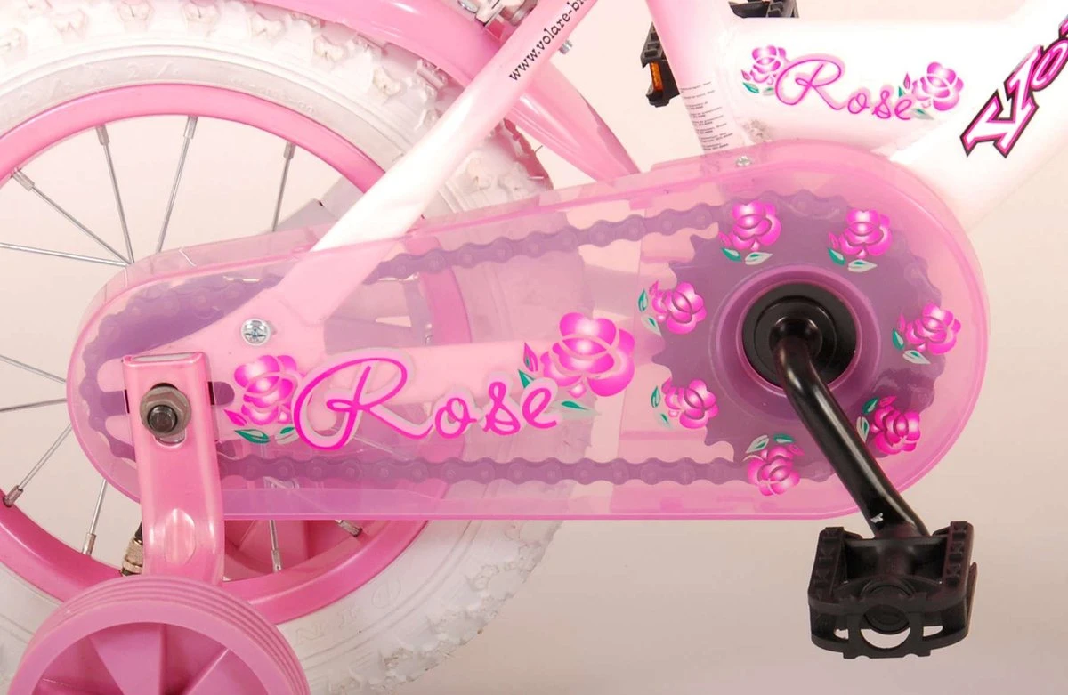 Volare Rose Kinderfiets - 12 Inch - Meisjes - Roze/wit - 95% Afgemonteerd - Afbeelding 3