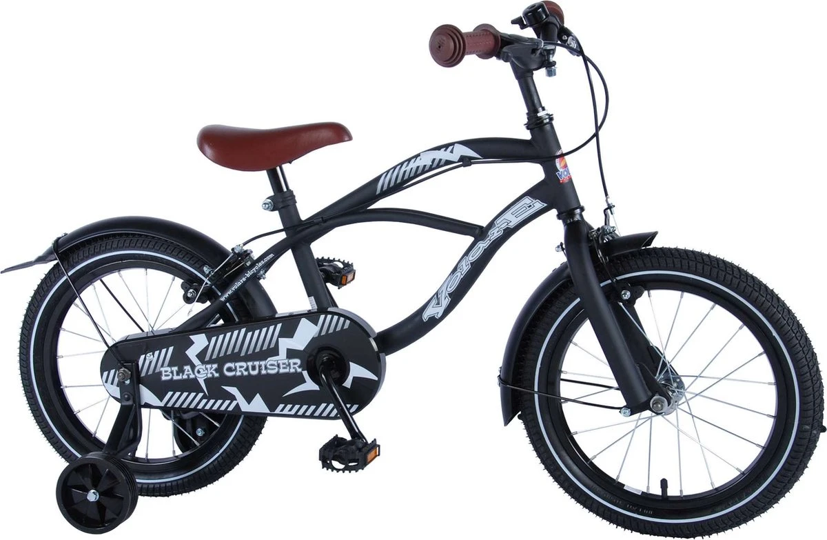 Volare Black Cruiser Kinderfiets - Jongens - 16 Inch - Zwart - 2 Handremmen - Afbeelding 2