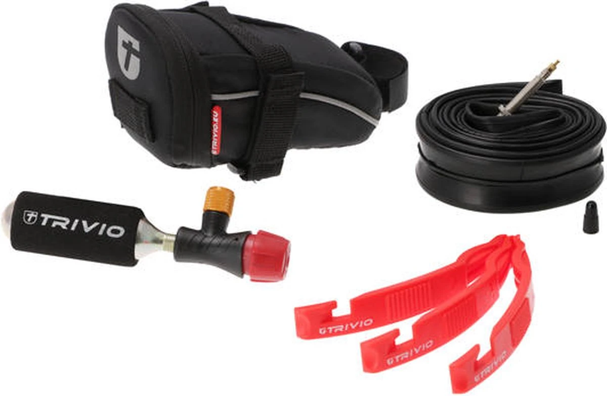 Trivio - Ready To Ride Zadeltas Racefiets + Binnenband + CO2 Adapter Met Patroon + Bandenlichter Set