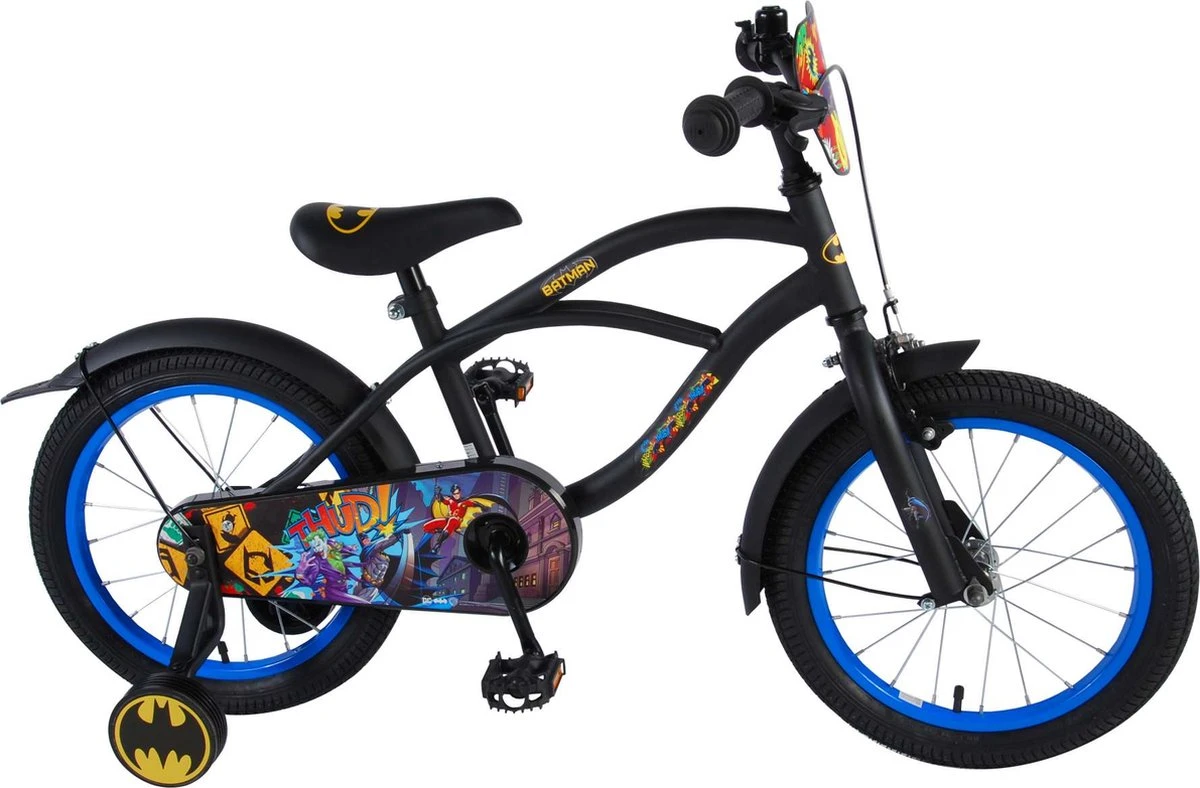 Volare Batman Kinderfiets - Jongens - 16 Inch - Zwart/Blauw - 95% Afgemonteerd - Afbeelding 2