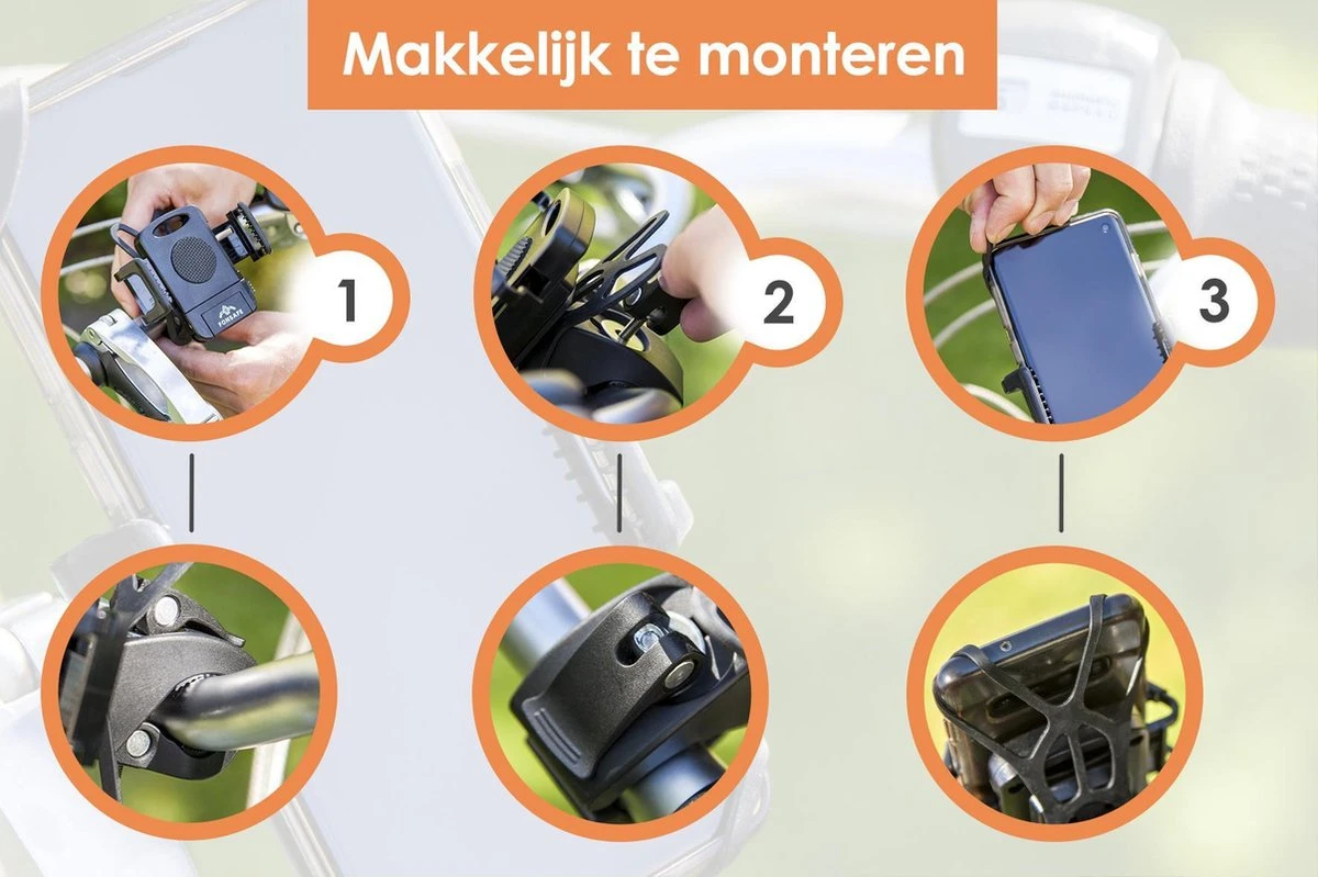 FONSAFE® Telefoonhouder Fiets - Universeel En Schokbestendig Voor GSM - Handsfree Bellen - 360° Draaibaar - Smartphone Houder Fiets - Iphone - Samsung - Huawei - Afbeelding 6