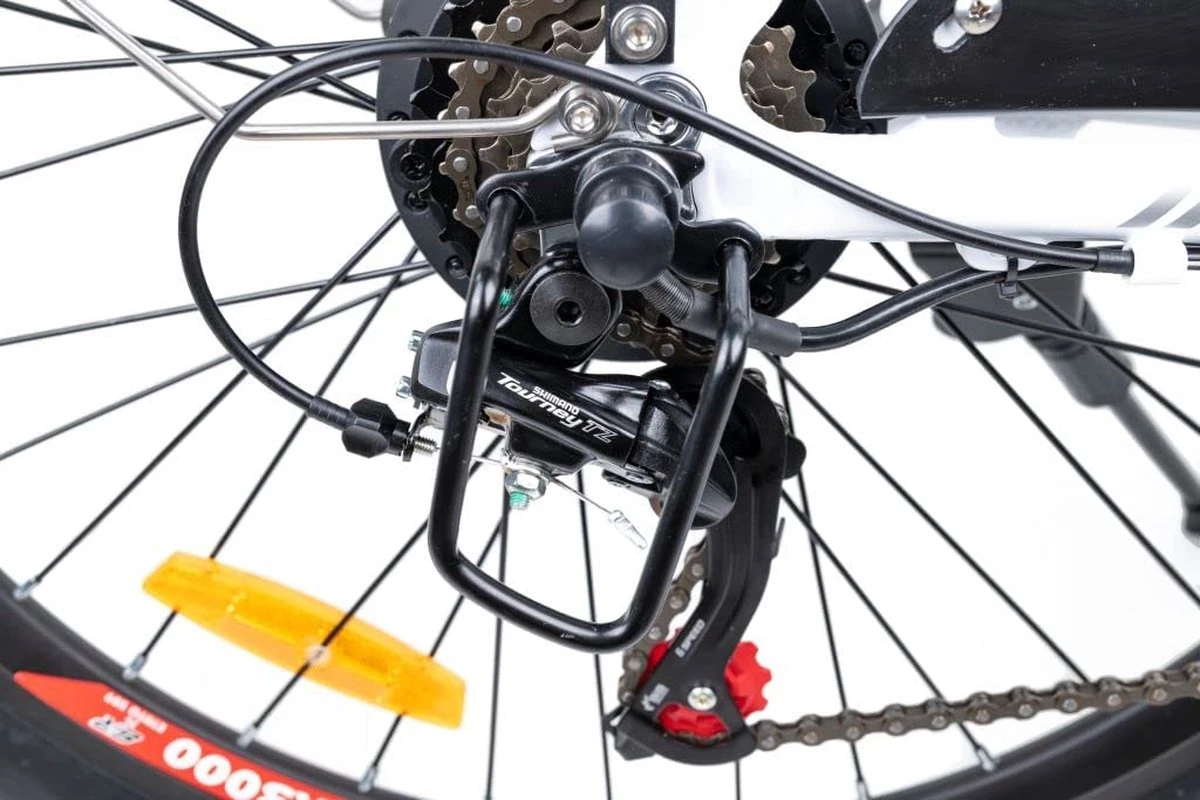 Myatu E-Bike Heren En Dames Lage Instap Met 45 Cm Aluminium Frame, 6 Versnellingen, 250 Wh Afneembare Lithium Batterij 40-80 Km Range, Trekking Ebike Met 1.95 X 26 Inch Wiel (Wit, Urban) - Afbeelding 3